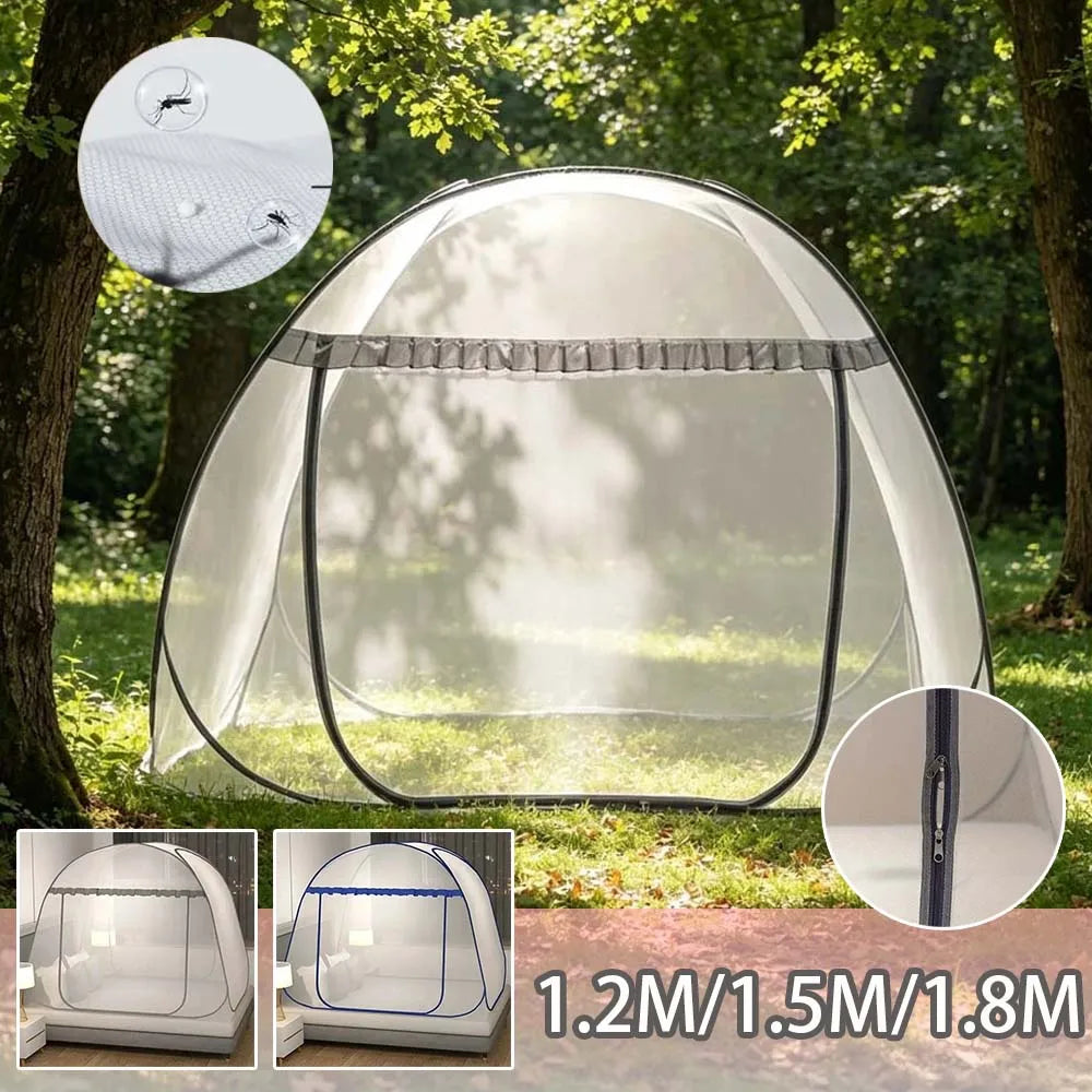 filet anti moustiques blanc bleu moderne pliable lit camping voyage transparent ventilation clips included