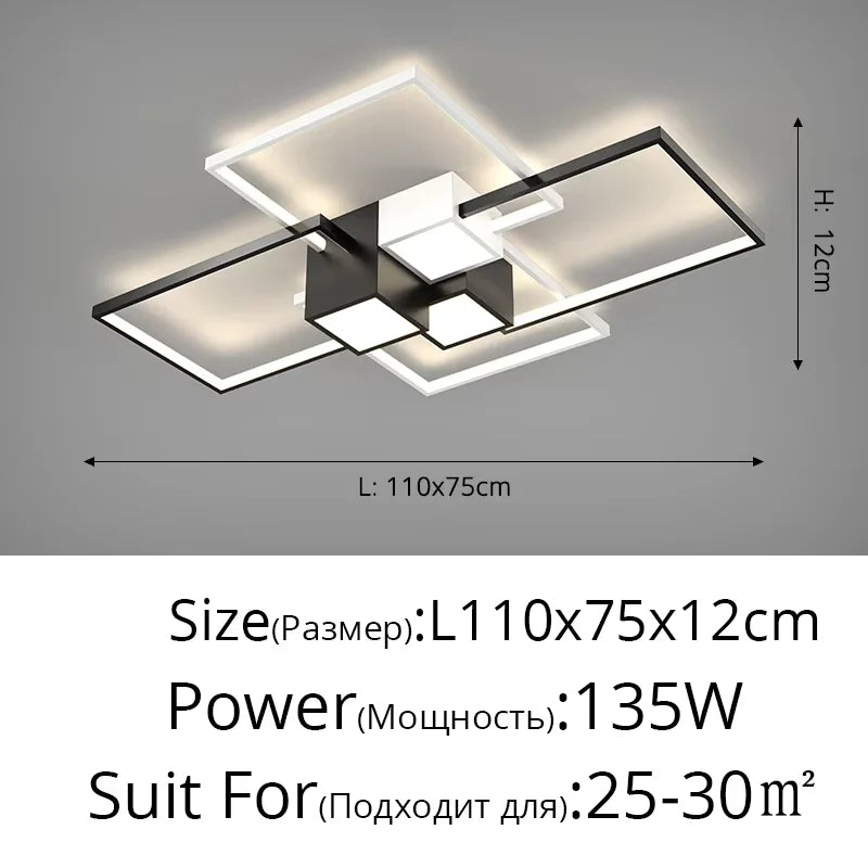plafonnier led carré moderne minimaliste noir blanc géométrique chambre décoration maison