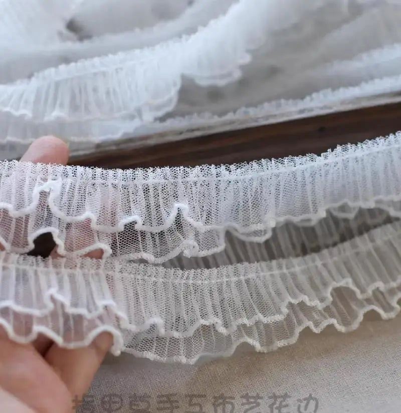 dentelle frangée bordure transparente polyester 3cm largeur décorative vintage romantique blanc noir gris