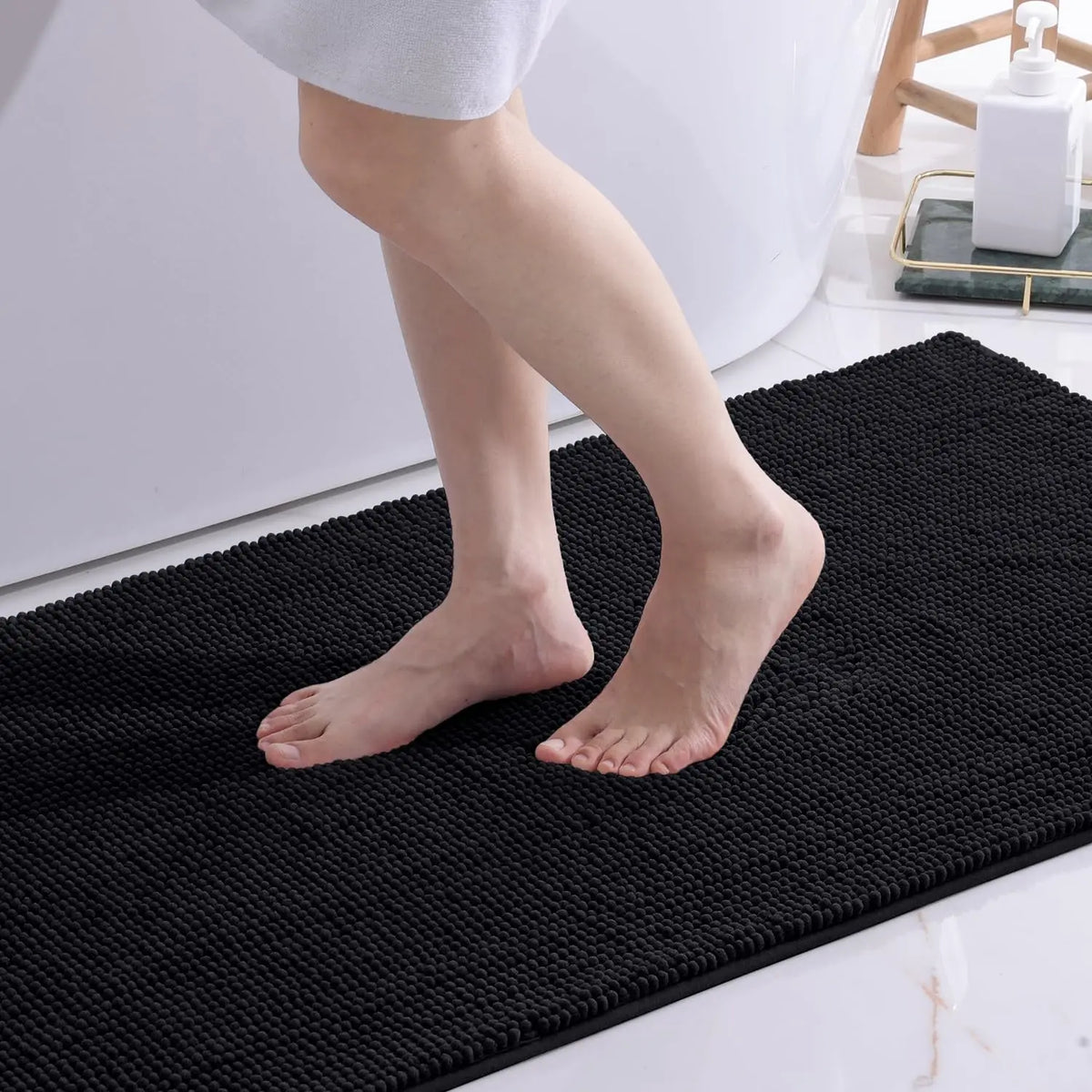 tapis bain microfibre gris clair moderne antidérapant absorbant large salon chambre