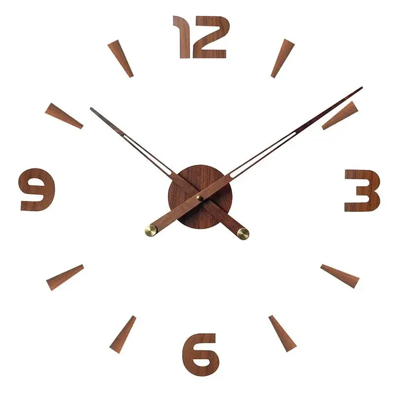 horloge murale moderne minimaliste quartz marron noir doré aiguille simple face unique