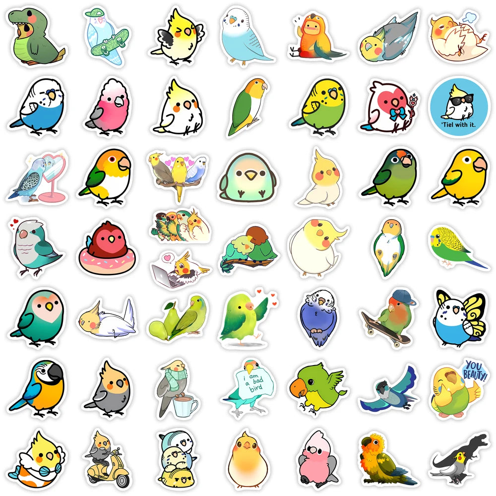 stickers dessins animés oiseaux chats multicolores étanches bricolage scrapbook téléphone portable adultes adolescents