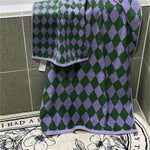 serviettes coton carreaux géométriques vert violet jaune rose rapide machine moderne