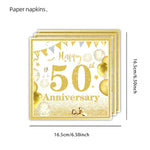 serviettes papier blanc doré anniversaire chiffres étoiles ballons textes festives 18 20 30 40