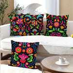 taies d'oreiller imprimées fleurs colorées moderne polyester noir 45x45cm 60x60cm decoration salon
