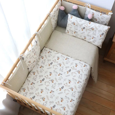 Parure de lit bébé coton doux avec pare-chocs colorés - Ombre Interieur
