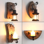 appliques murales industriel vieille applique murale bois brut led chambre salon marron foncé métalforgé