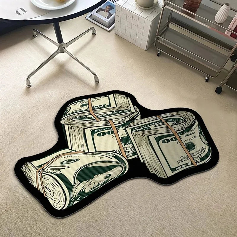 tapis vert billets hundred dollars moderne résistant salissures antidérapant chambre entrée