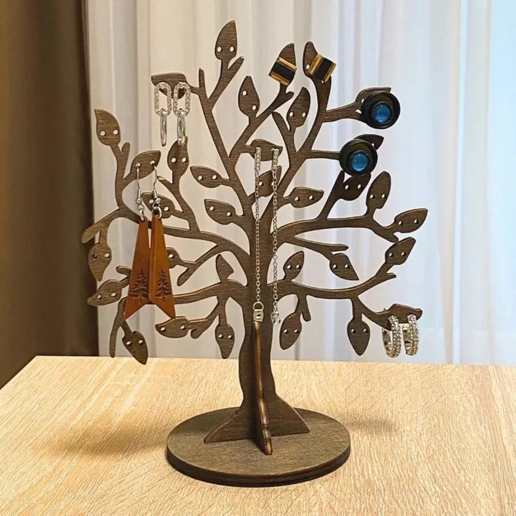 présentoir bijoux arbre branches feuilles modernes blanches boucles oreilles anneaux chevilles pendentifs