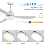 ventilateur moderne blanc led réversible télécommande 52 pouces adjustable silencieux