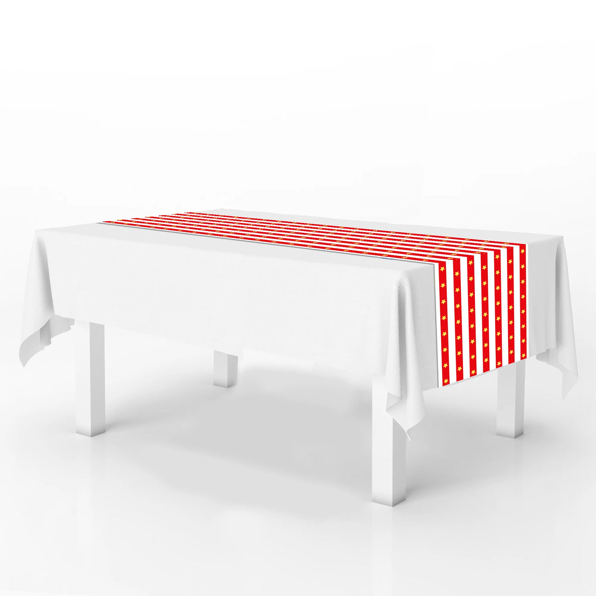 nappe table rouge blanche étoiles assiettes jetables thème cirque boîtes popcorns fêtes anniversaires carnaval