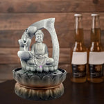 fontaine intérieure résine bouddha gris noir texture granit moderne feng shui pierres décoratives planteCascade
