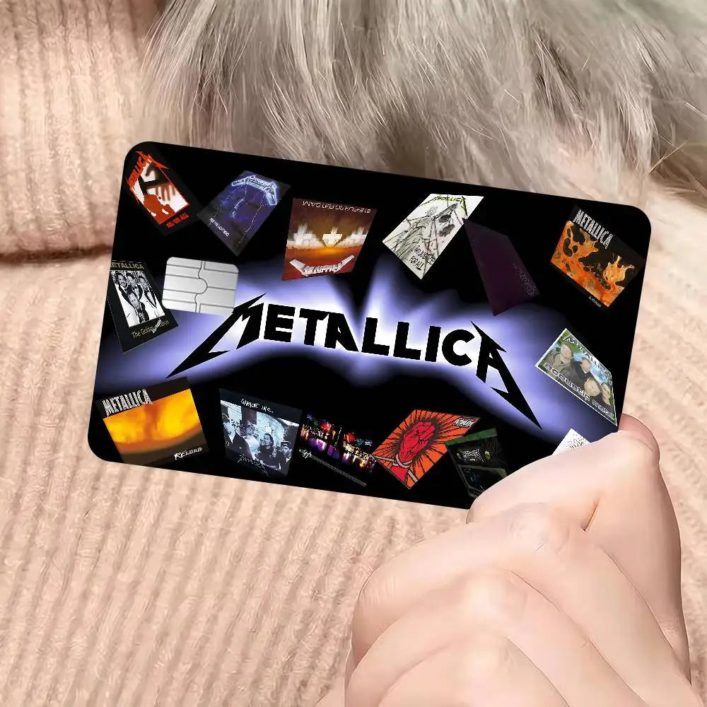 autocollants graphiques metallica cartes bancaires réutilisables waterproof noir rouge bleu