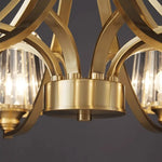 lustre moderne cuivre poli 10 têtes ampoules led transparentes rayures