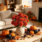décoration intérieure bouquet fleurs artificielles soie mariage automne anniversaire moderne orange jaune rouge