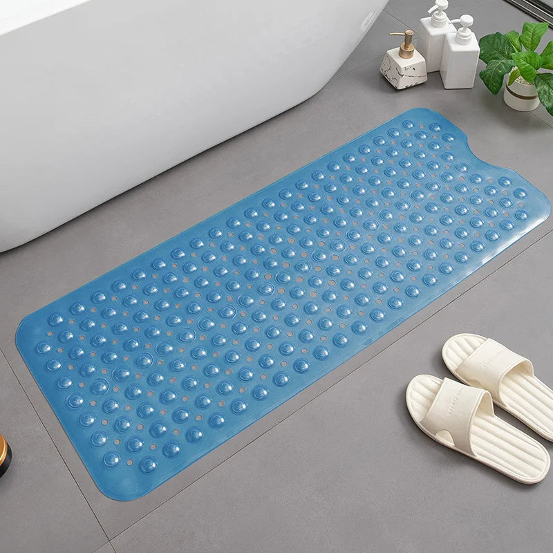 tapis bain moderne bleu translucide bulles massage adhésif antidérapant efficace