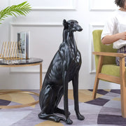 statue chien noir résine moderne décoration intérieure sol brillante aspect verni élégante chambre