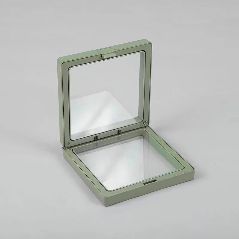 boîtes bijoux suspendues transparentes moderne minimaliste vert rose jaune clairs rangement présentation colliers boucles