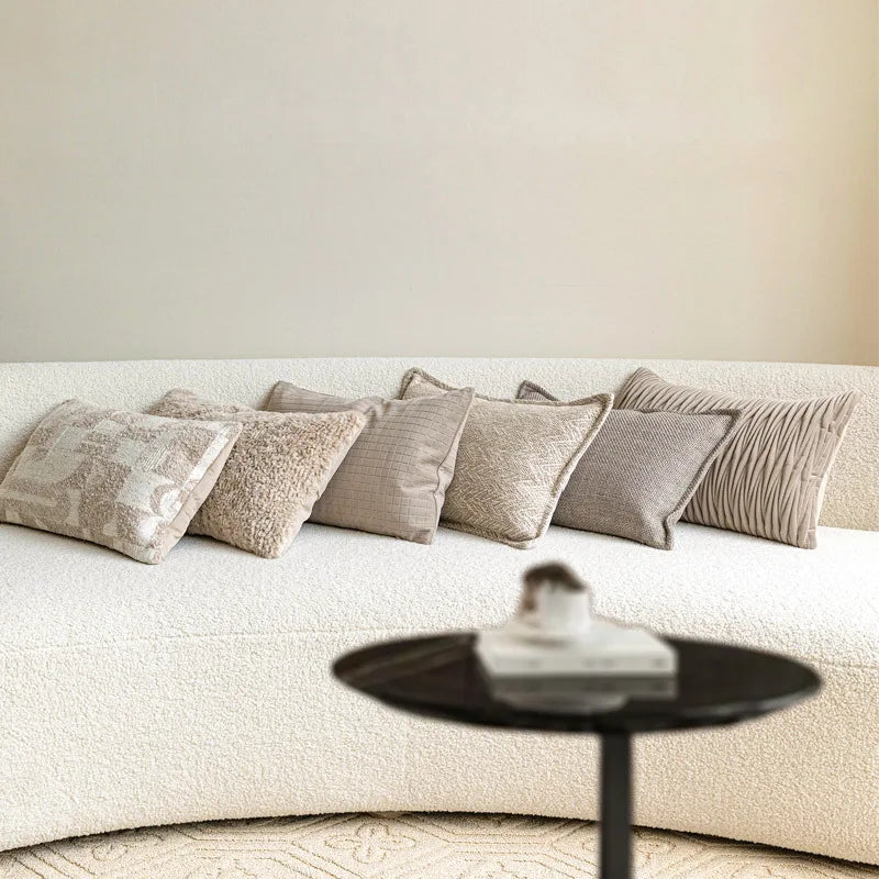 coussins décoratifs géométriques polyester 100% nordique contemporain beige gris clair 30x50cm