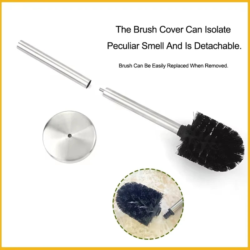porte brosse toilette acier inoxydable chrome gris doré moderne salle bain fixations incluses