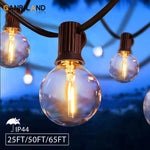 guirlande lumineuse extérieure 65 pieds led dimmable prise e12 g40 globe transparent industrielle vintage