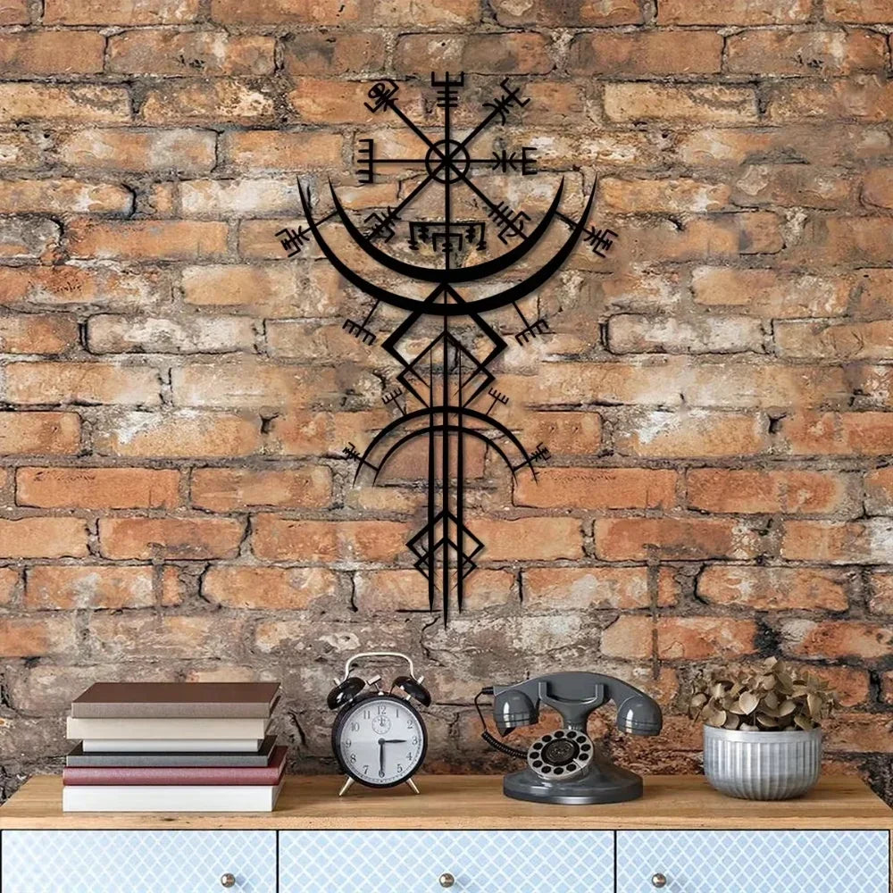 décoration murale moderne symbole viking noir adhésif abstraitintérieur art mural