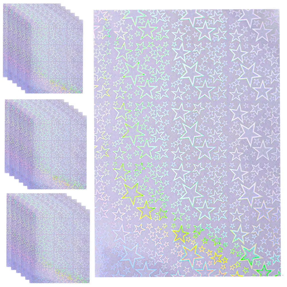autocollants holographiques papier bleu argent brillants motifs géométriques modernes 10 feuilles