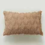 housse coussin décorative peluche géométrique moderne 30x50cm roseclair blancbeige grisclair