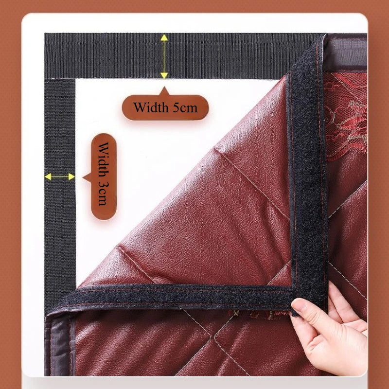 rideau porte marron quilted moderne velcro isolation coupe vent 100x200cm