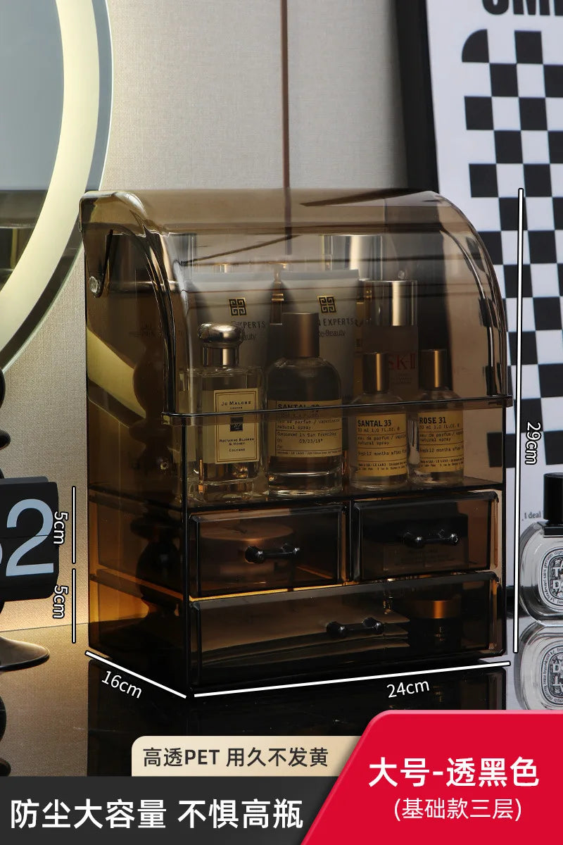 boîte rangement cosmétique noir rayures verticales moderne réutilisable plastique