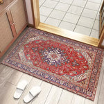 tapis sol vintage motif mandala floral rouge bleu beige classique maison intérieur