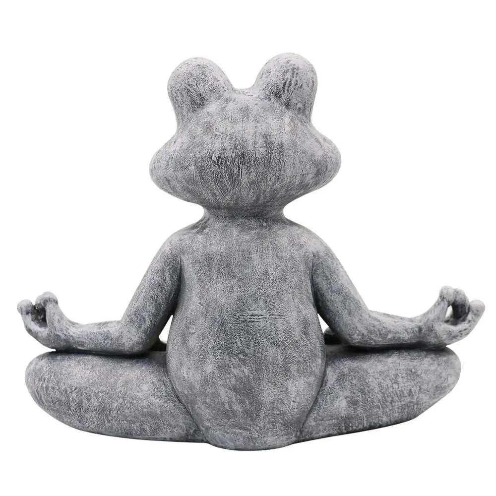statue grenouille yoga gris pierre naturelle zen decoratif exterieur intérieur chambre bleu vert rose