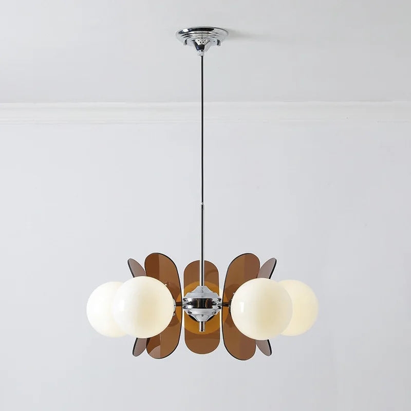 lampe suspendue moderne blanc orange marron plaques translucides métal chromé scandinave pince lampe