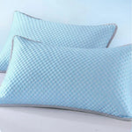 housse coussin moderne motif géométrique gris bleu clair rose pâle non toxique imperméable anti