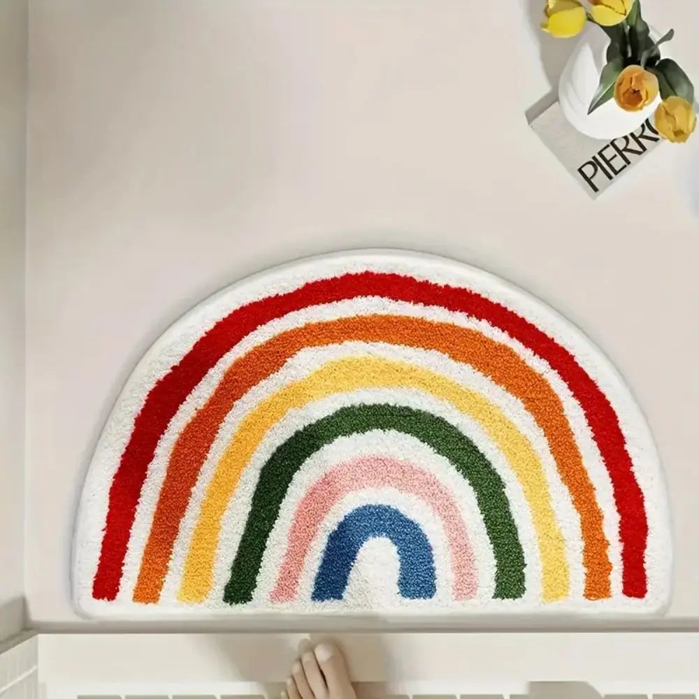tapis arc ciel moderne polypropylene multicolore doux résistant intérieur extérieur voyage pique nique