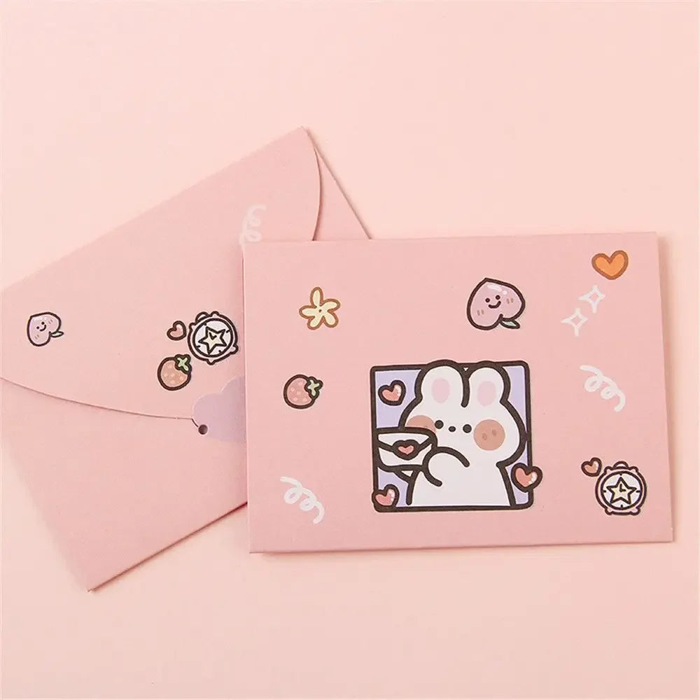 cartes postales anniversaire ours lapin dessins animés bleu rose violet mignon cartoon