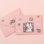 cartes postales anniversaire ours lapin dessins animés bleu rose violet mignon cartoon