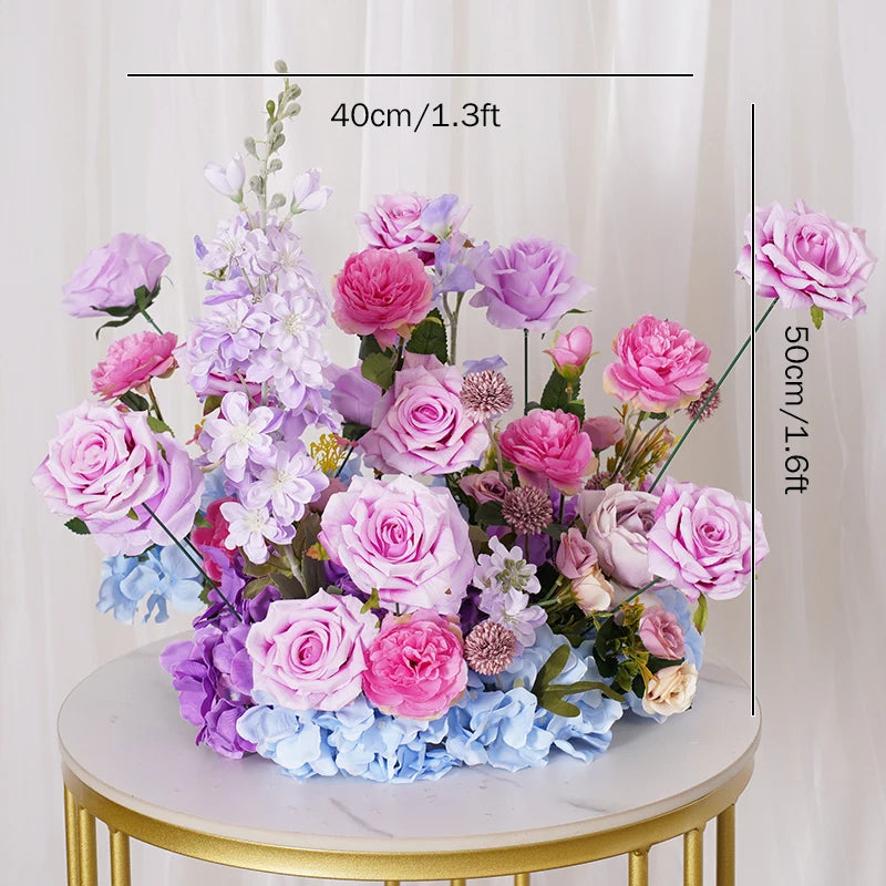 Arche décorative florale violettes roses blanches extérieur intérieur décoration événement classique artificielle fixe
