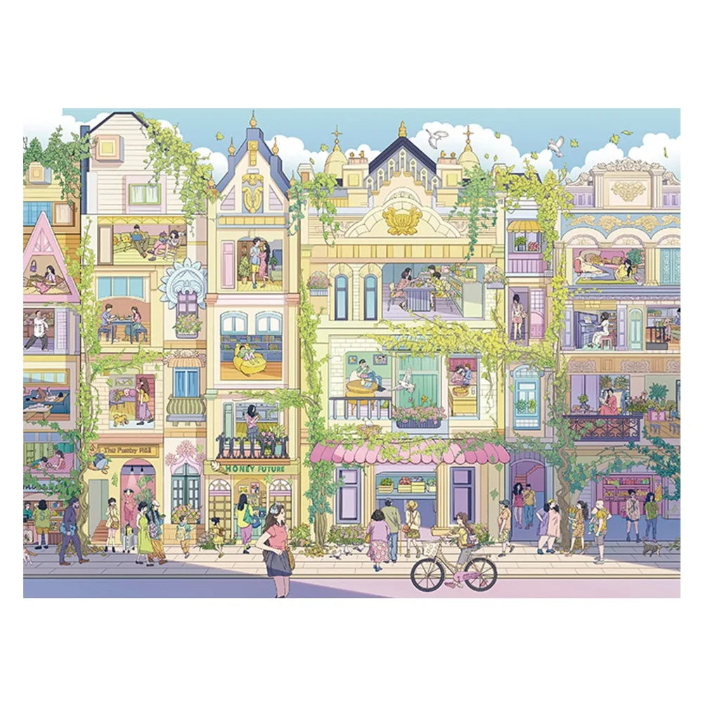 autocollants 3d multicolores illustration village artiste scènes effet diy peinture huile superposés autoadhésifs