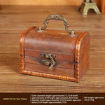 coffre bijoux bois vert marron vintage serrure imitation cuir okolets