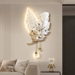 Horloge murale plume LED verte décoration intérieure moderne