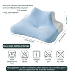 coussin cervical mousse mémoire forme bleu clair texture ergonomique alignement colonne vertébrale relaxation sommeil