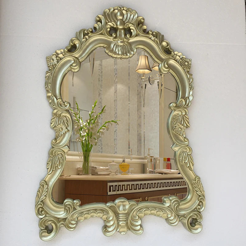miroir baroque or blanc fixations murales décoration classique chambre salle bains ornements sculptés
