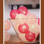 guirlande lumineuse rose bleu blanc boules tissées modernes anniversaire mariage noël festive