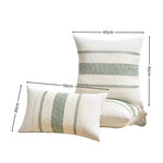 taies d'oreiller boho rayures horizontales beige bleu marine coussins lit non toxiques