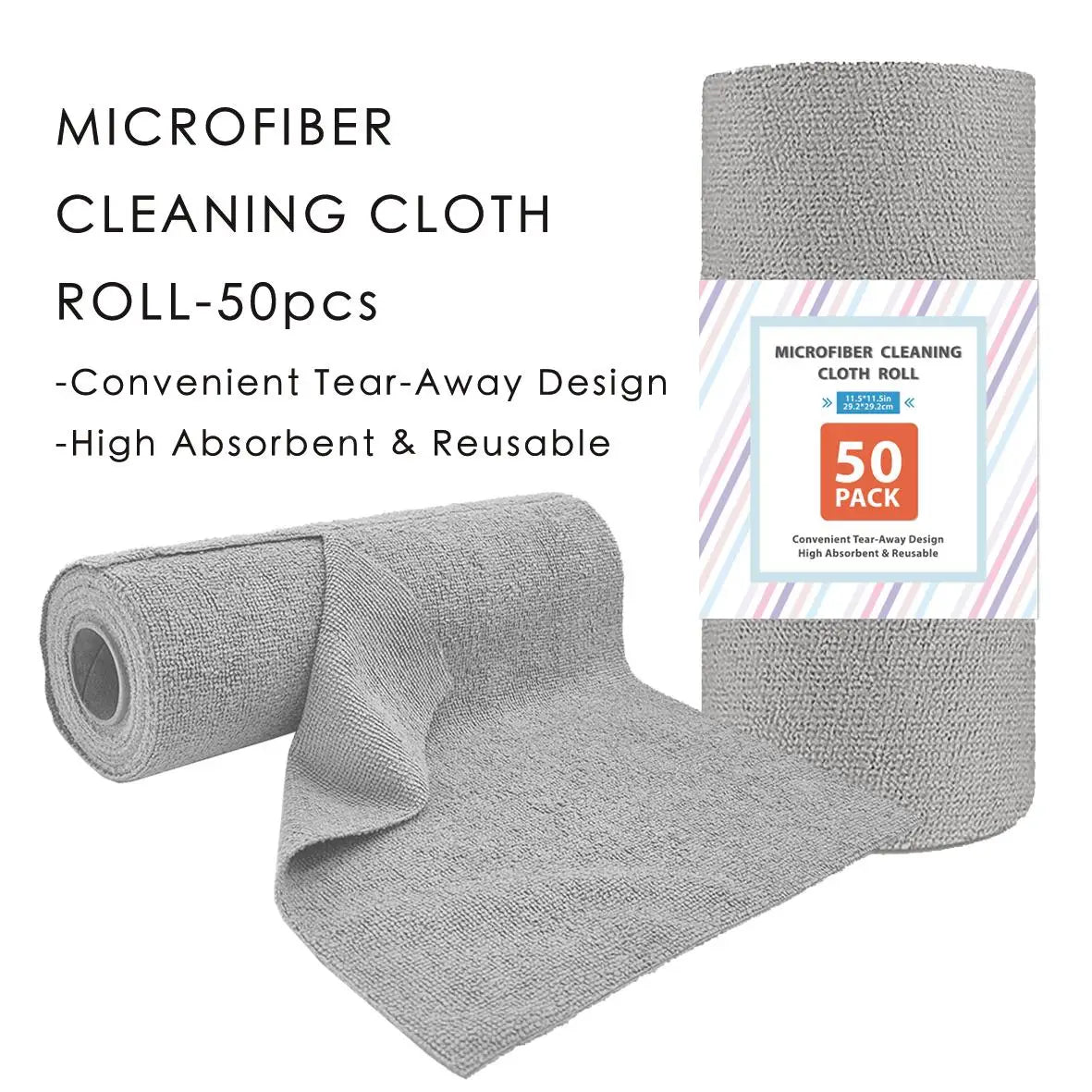 serviettes nettoyage microfibre gris clair pack 50 pièces pratique absorbant texture rugueuse cuisine garage