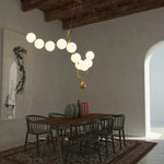 suspension lumineuse moderne boules translucides blanc salon chambre pendentif métal nordique lumière