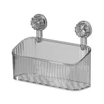 panier rangement mural transparent rayures moderne fixation suction cosmétiques flacons toilette