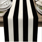 nappe table rectangulaire rayée noir blanche polyester moderne minimaliste extérieur intérieur