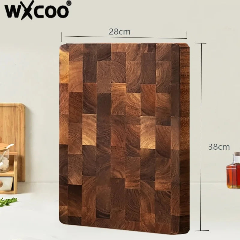 planche découper bois marron carreaux moderne double face légumes viandes kitchen chopping board